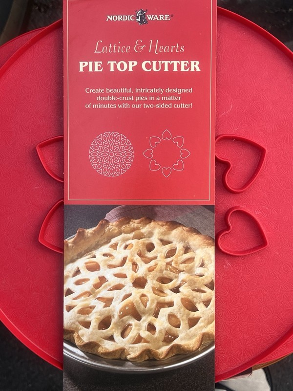 Nordic Ware Lattice & Hearts Two-Sided Pie Top Cutter, Red Plastic