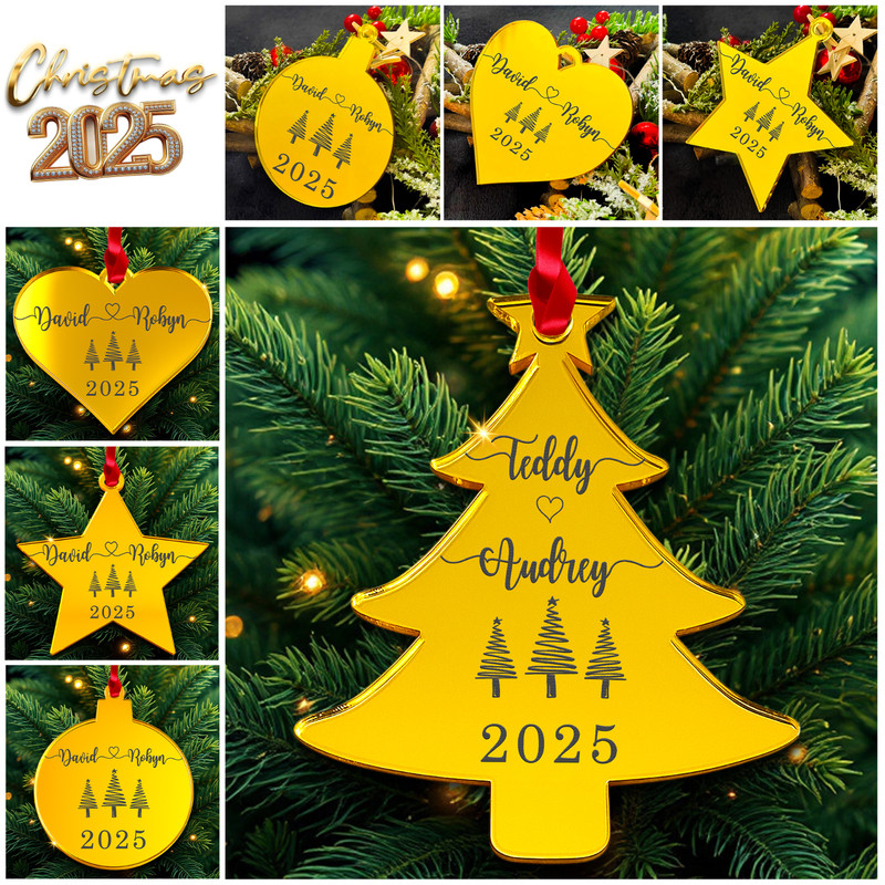 PERSONALISED First Christmas as MR & MRS Bauble Ornament Custom Acrylic 3mm