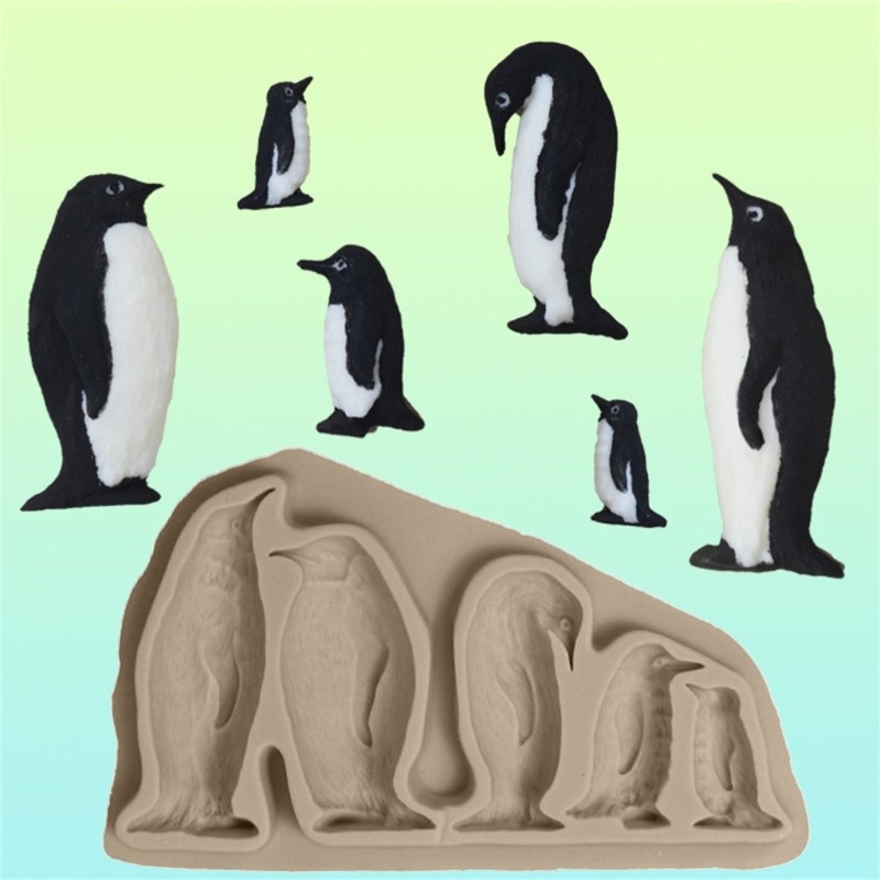 Penguins Family Baking Manual Biscuits Mold Grade Silicone Fondant Mould gallery