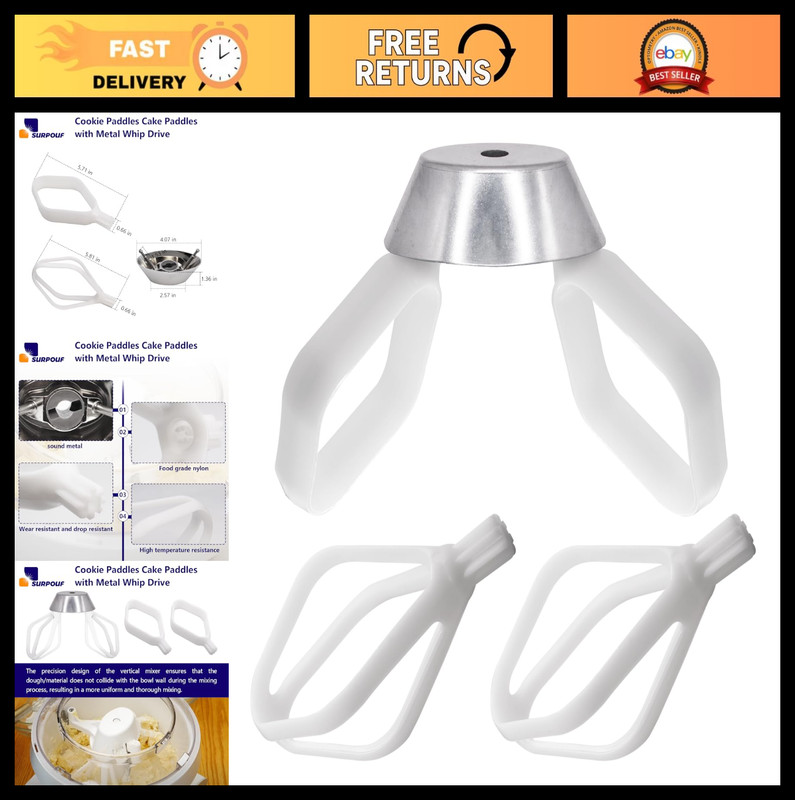 Cookie & Cake Paddles with Metal Whip Drive for Universal Mixers – Baking Tool