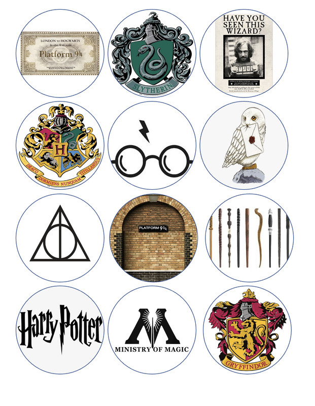 12 Harry Potter, HP edible paper, cupcake cookie toppers CHOOSE SIZE pre cut