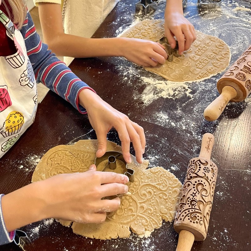 HAPPY CATS Embossing Rolling Pin. Dough and Clay Roller for Embossed Cookies ... gallery