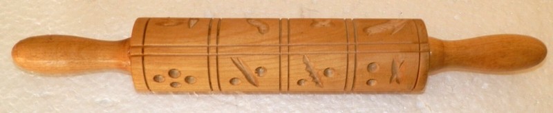 Rolling Pin Embossed Etched Wood Acorn Flowers Birds