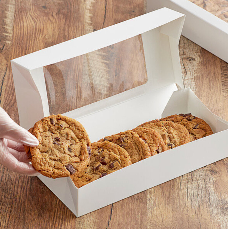 200 Pack Cookies Cupcakes Donuts Bakery Box With Window White Auto-Popup New gallery