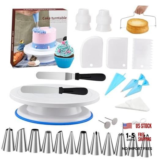 Cake Decorating Tools Supplies Kit – 82Pcs Baking Accessories with Turntable