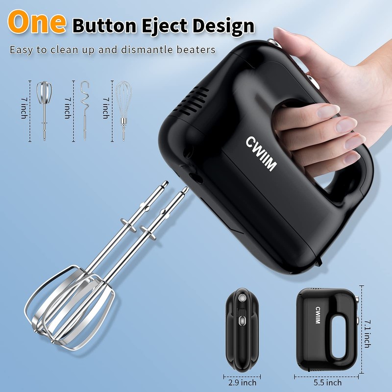 5-Speed Electric Hand Mixer with 5 Stainless Steel Accessories Whisk, Food Be... gallery