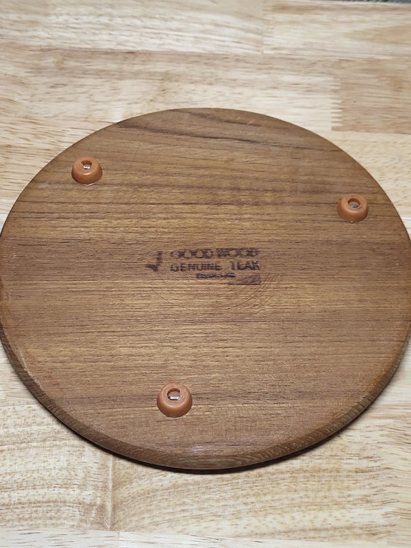Vintage Goodwood Genuine Teak Wood Cheese Plate With Covered Glass Dome gallery