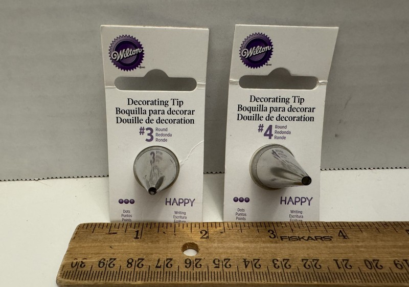 Pack Of 2 Wilton Piping Tips Round Tips #3 & #4 Metal , Reusable, New