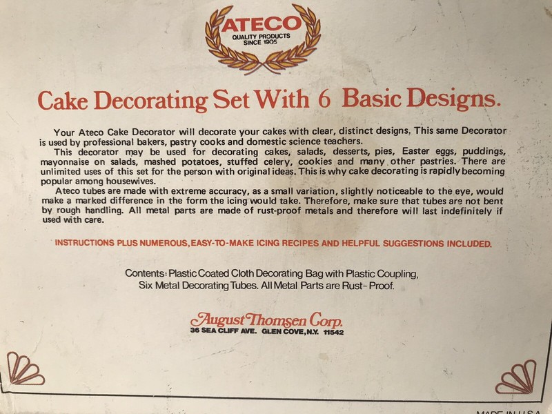 VTG ATECO Cake Decorating Frosting Tips Kit Metal Fancy Pastry Instructions NEW gallery