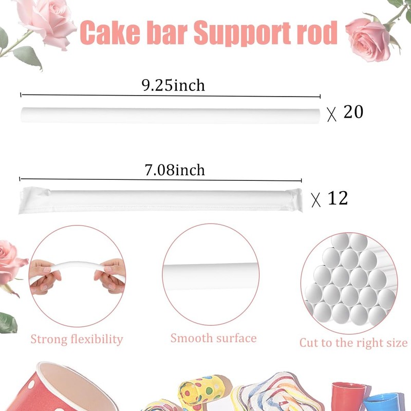 35 Piece Plastic Cake Dowel Set, Sticks, Support Rods, 5 Cake Dividers, Tiered gallery