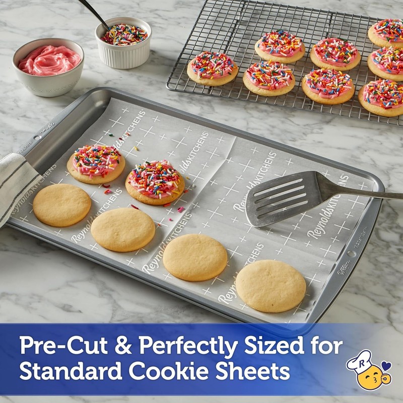 Kitchens Cookie Baking Sheets, Pre-Cut Parchment Paper,25 Count Pack of 4, 10... gallery