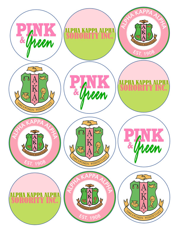Set of 12 AKA Sorority, edible paper, cupcake cookie toppers PRE CUT choose size