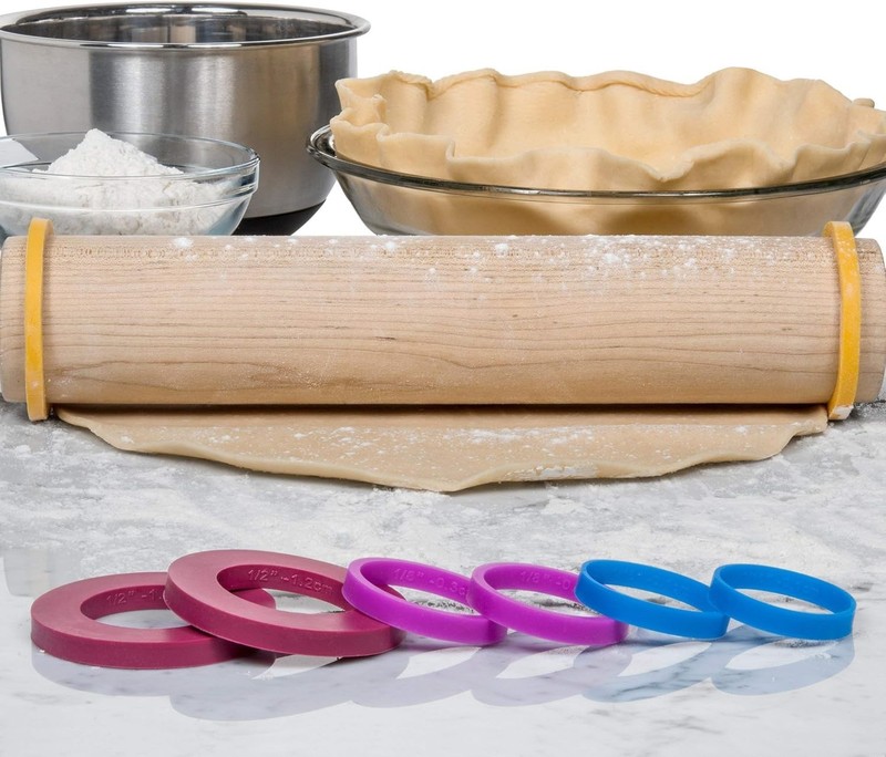 Rolling Pin Guide Ring Spacer Bands 8 Piece Set Multicolored Flexible Silicon... gallery