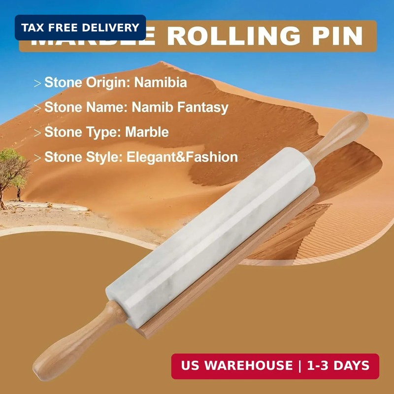 Koville African Natural Marble Rolling Pin, Non-Stick Polished Dough Roller, Pas gallery