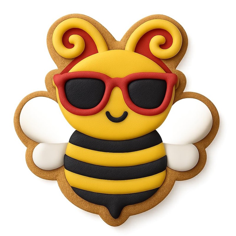 Chibi Honey Bee with Sunglasses Cookie Cutter & Stamp - 4x3.5 gallery