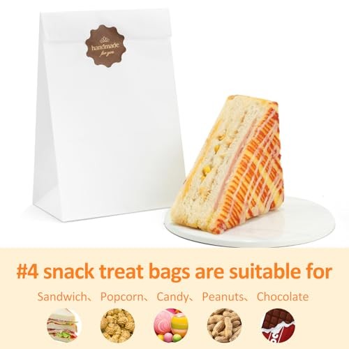 Paper Lunch Bags 4lb 100Pcs Kraft Snack Bags Bulk, for Craft, Lunch, White gallery