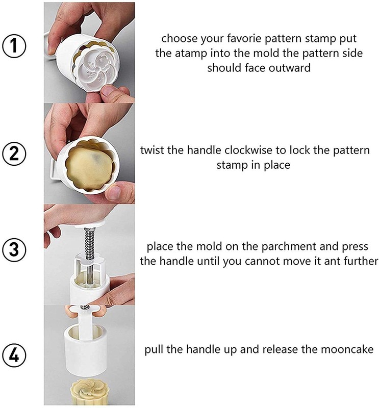 Mooncake Mold 6 Stamps HandPressure Flower Cake Mould 50g DIY Round gallery