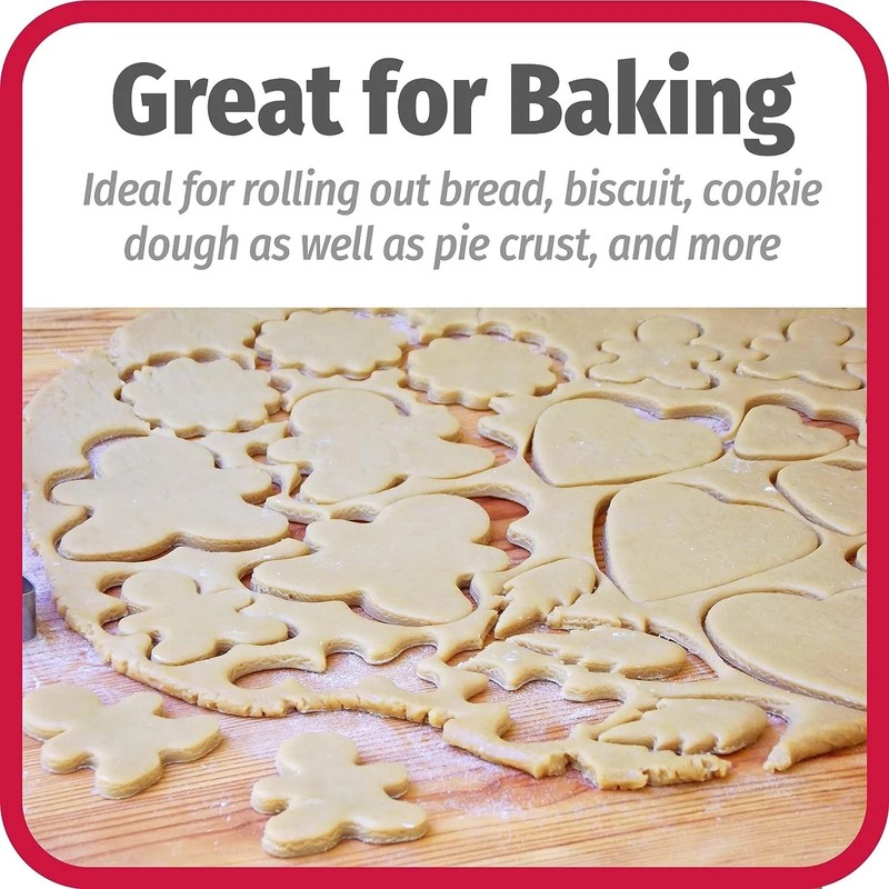 Classic Wood Rolling Pin BAKING DOUGH ROLLER Mainstays Durable Non Stick Pastry gallery