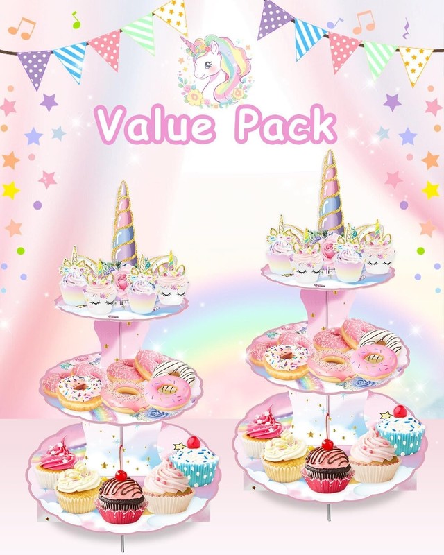 2 Pack Mermaid Cupcake Stands,3-Tier Under The Sea Mermaid Tail Toppers gallery
