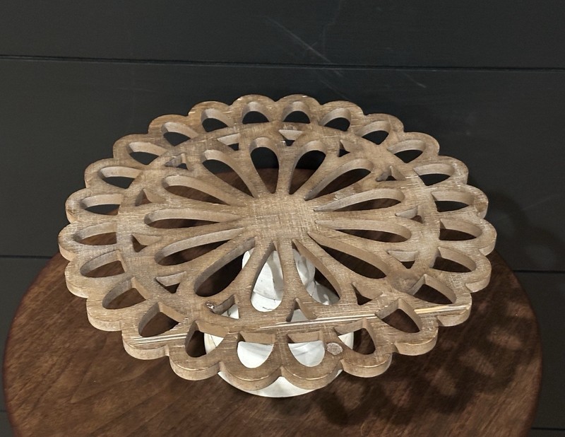 #5…Wooden Cake Stand on Pedestal…12x5. Round Abstract Modern Cake Stand gallery