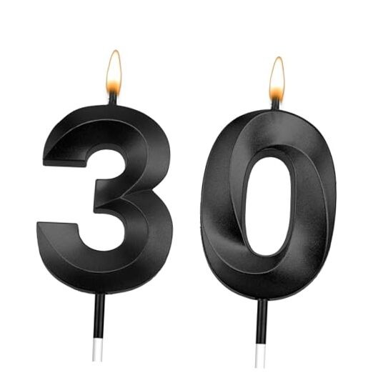 Birthday Candles Birthday Decorations for Her Him 30 Candles for 30th Black