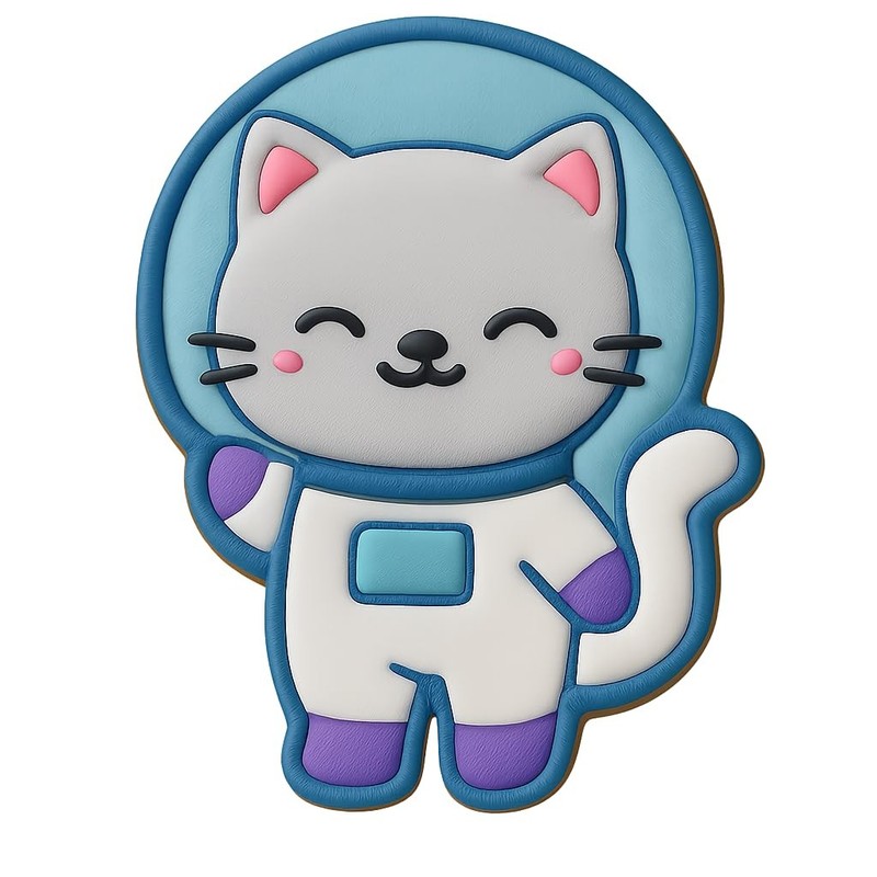 Astronaut Chibi Space Kitten Cookie Cutter & Stamp - 4x3.8 gallery