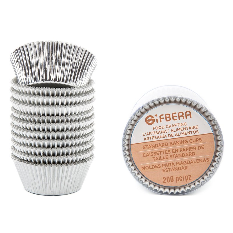 Gifbera Standard Silver Foil Cupcake Liners Metallic Paper Standard,
