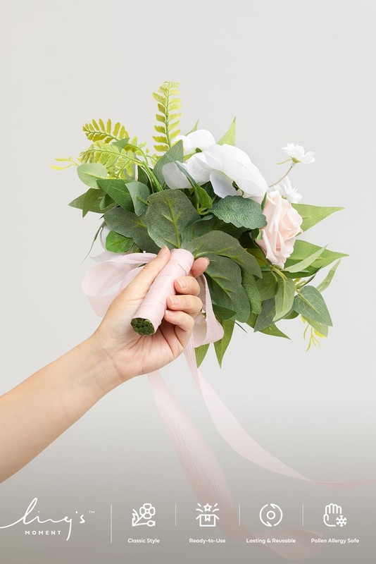 Ling'S Moment Lings Moment Pink Artificial Wedding Flower Bouquets For gallery