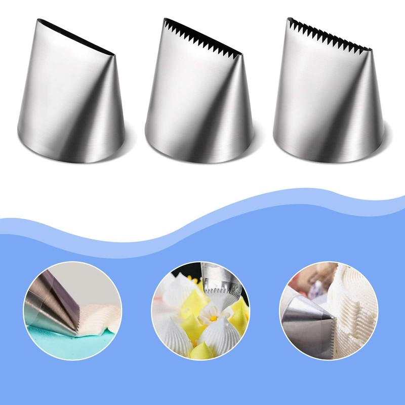 3 PCS Piping Tips Set Large Frosting Piping Kit Stainless Steel Cake Icing No... gallery