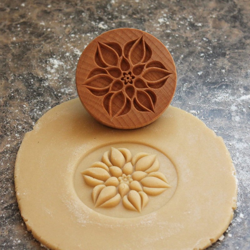 2.5 Inch Wood Cookie Stamp Lotus Bud CS039 Baking Pastry Decorating Tool gallery