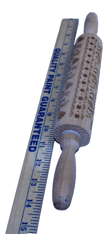 Rolling Pin Embossed Christmas Star Snowflakes Reindeer Cookie Dough Wood gallery