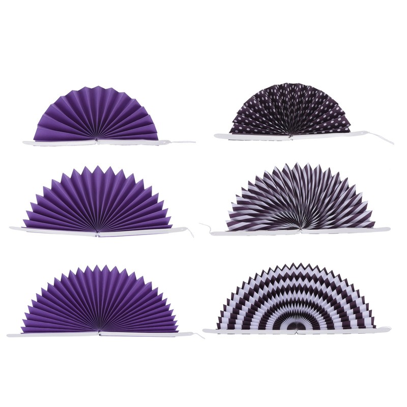 8"/12"/16" Hanging Fan Paper, 6 in 1 Set, Purple gallery