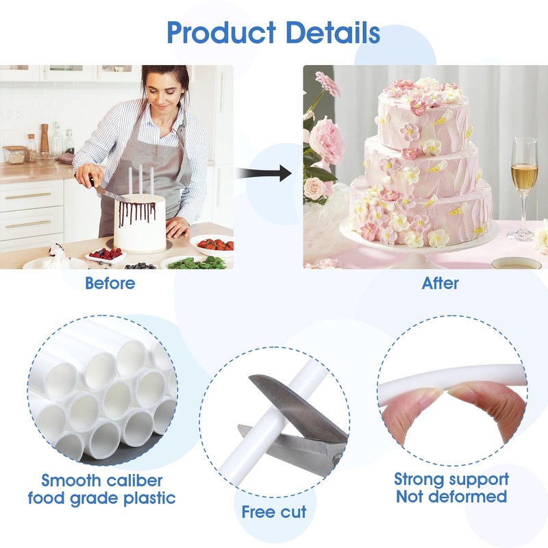 150 PCS White Plastic Cake Dowel Rods Tiered Support 0.4x9.5 Inch Straws gallery