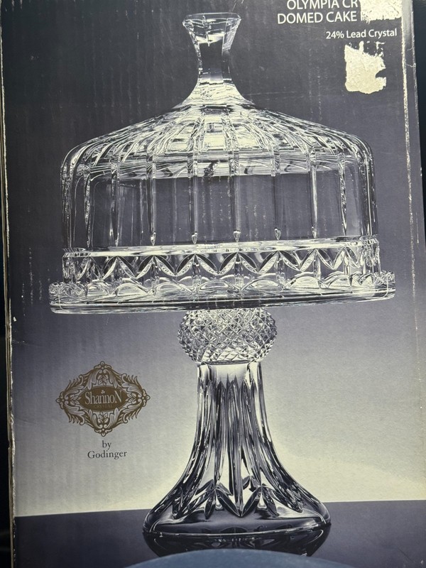 GODINGER SHANNON OLYMPIA COLLECTION FOOTED ROUND CAKE STAND WITH DOME WITH BOX gallery