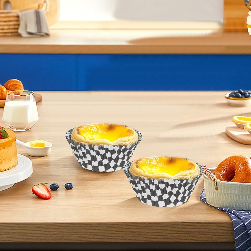 100 Pcs Checkered Cupcake Liners, 2.95in Black and White Checkered Baking Cup... gallery