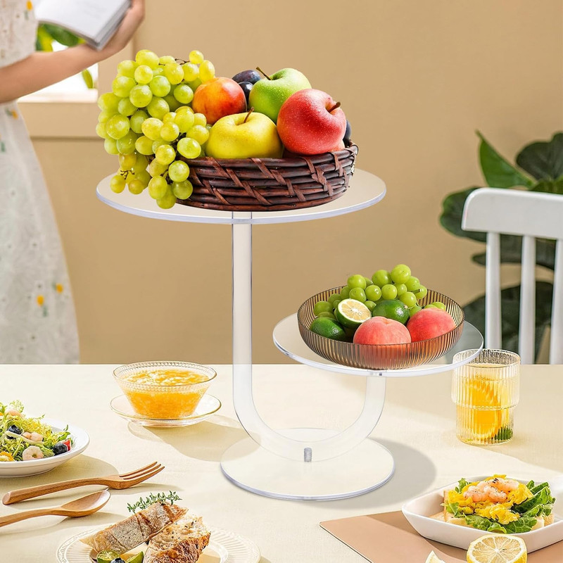 2 Tier Clear Cake Stand Acrylic Cupcake Display Holder Dessert Pastry Tower for gallery