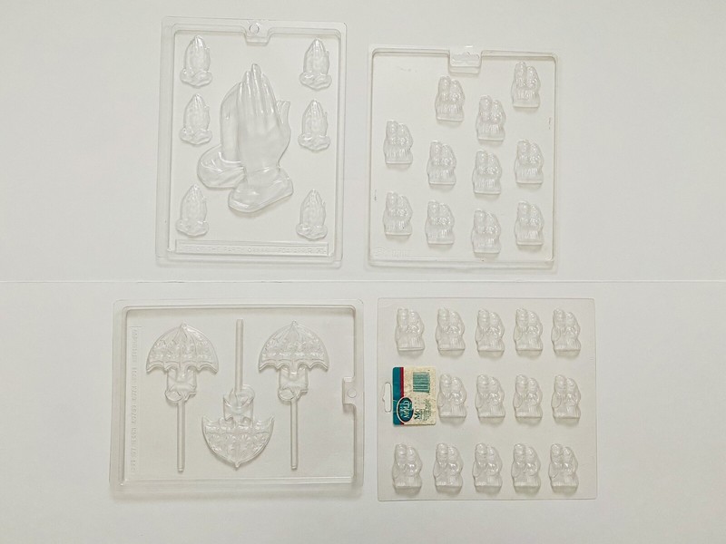 Lot of 30 Vintage Plastic Candy Molds - Hearts, Baby, Easter, Christmas, Misc. gallery