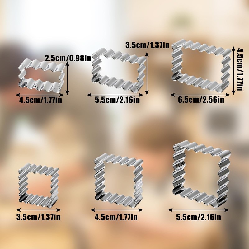 Stainless Steel Cookie Cutter Set, 6PCS Zigzag Rectangle Square Sandwiches Cu... gallery