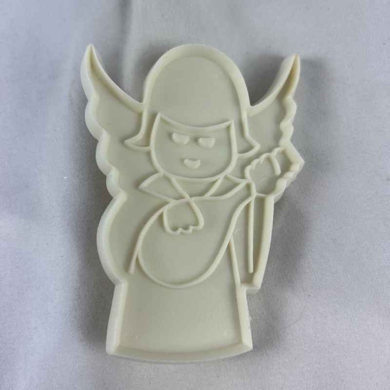 Angel With Guitar Cookie Cutter 3.5” X 2.5” White Plastic Mold Vintage 1979