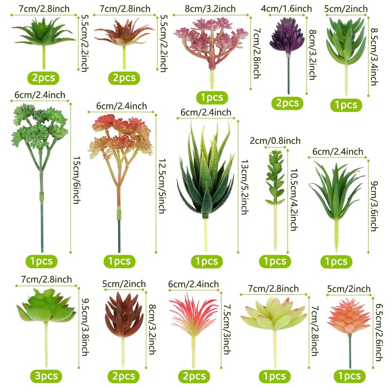 QUOZUO Colorful Succulents Plants Artificial, 22PCS Mini Artificial gallery