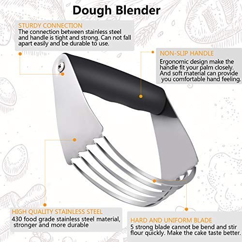 Stainless Steel Dough Blender Set - Pastry Cutter, Scraper & Brush for Baking gallery