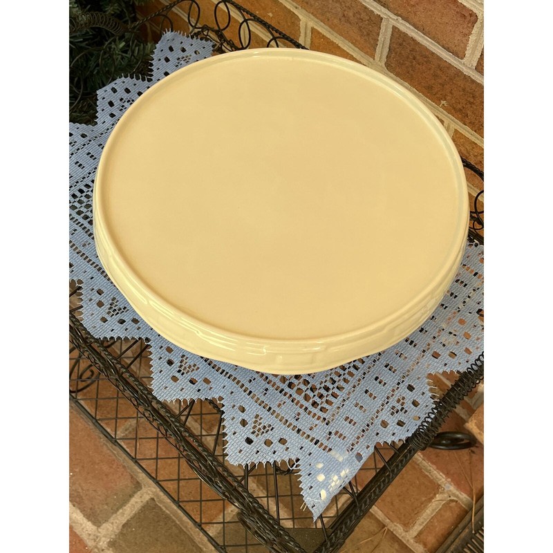 Ivory Longaberger 11" Diameter Pedestal Cake Stand Woven Traditions Ivory RARE gallery