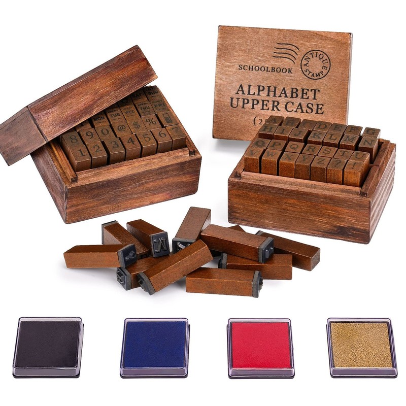 Letter Stamps, 56pcs Alphabet Stamps with Weeks and Weather, Number Stamps wi...