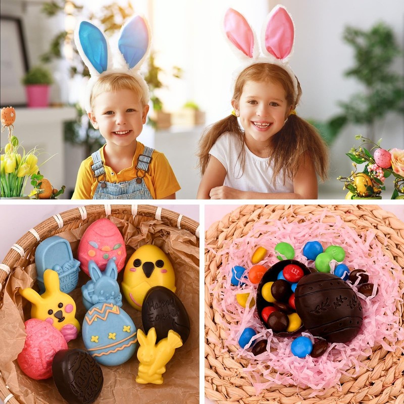 4 Pack Easter Chocolate Molds, Bunny Half Egg Shaped Non-stick Silicone Molds... gallery