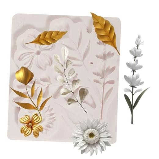1 Pcs Flower Fondant Mold for Cake Decoration, Leaf 1 Pcs Leaf Silicone Mold