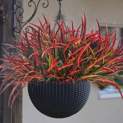 12 Bundles Fake Fall Outdoor Plants Artificial Grass Fall Stems Faux Red gallery