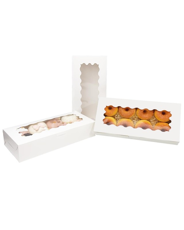 50 Packs White Cookie Box Window 12x5.5x2.5 Inch Pastry Biscuit Packaging gallery