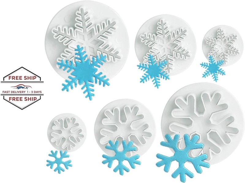 Cortador de galletas de copo de nieve,6 piezas,copo de nieve,molde de decoración