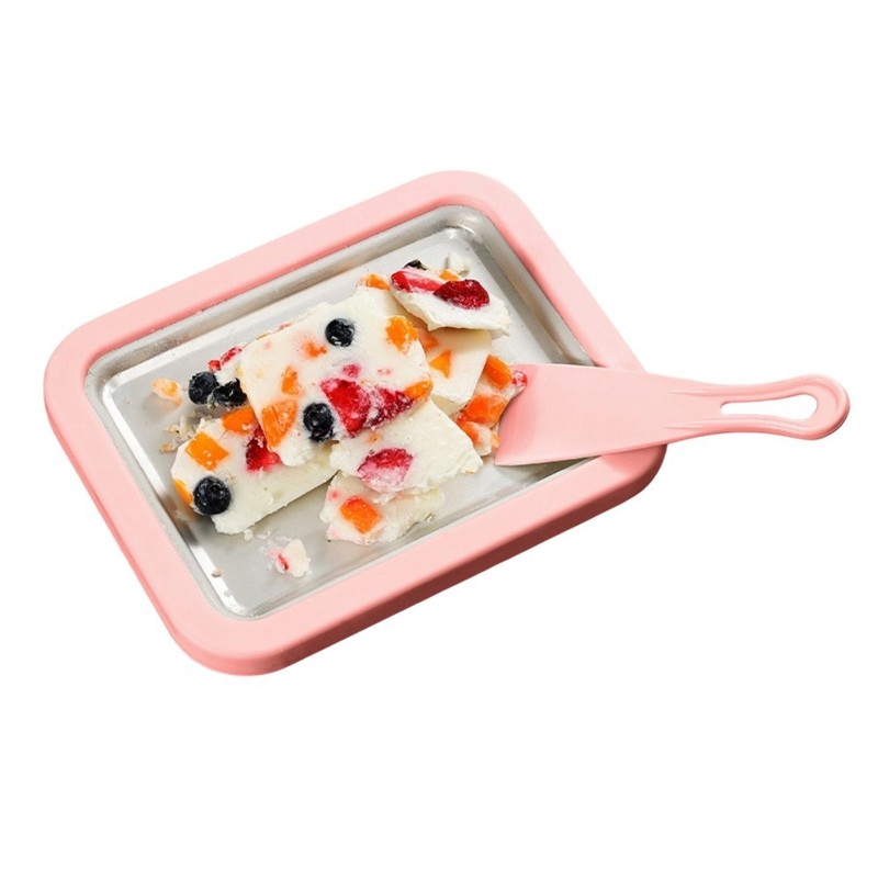 AtHome Rolled Ice Cream Maker Kit with 2 Scrapers Stainless Steel Tray gallery
