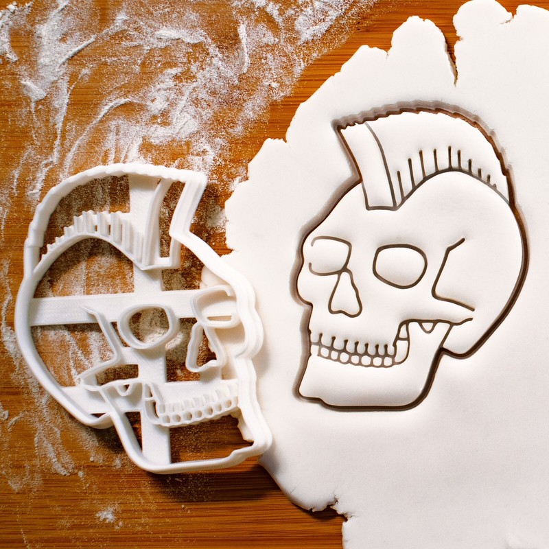 Cool Skull Cookie Cutter – Halloween punk rock music mohawk rockstar treats